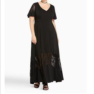 Torrid Lace Inset Maxi Dress Black 28